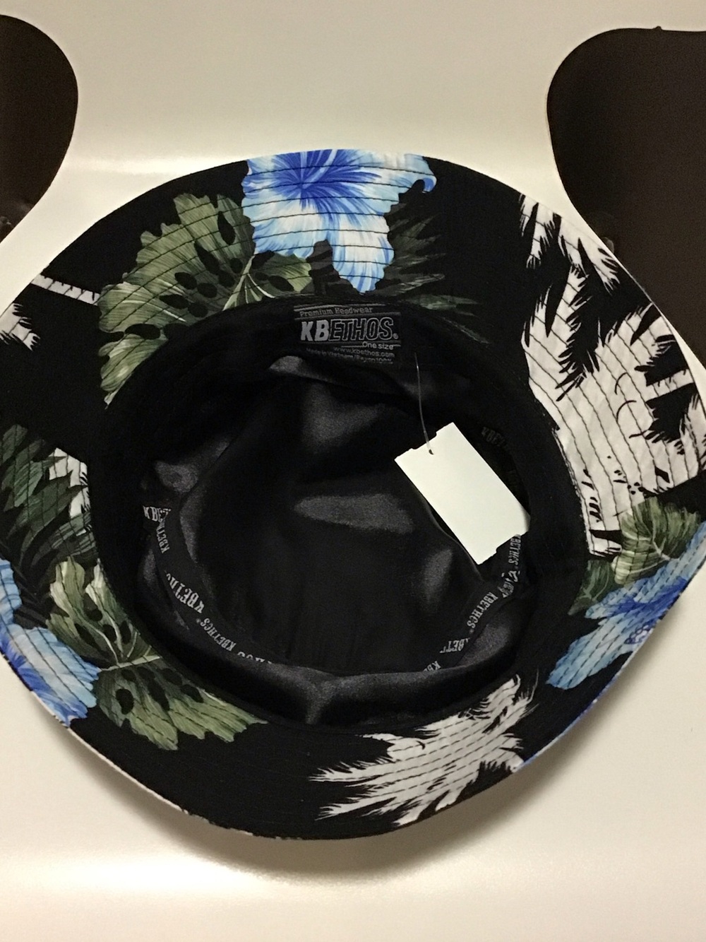 KBETHOS Floral Print Bucket Hat - Black with Blue & Green - Picture 2 of 2